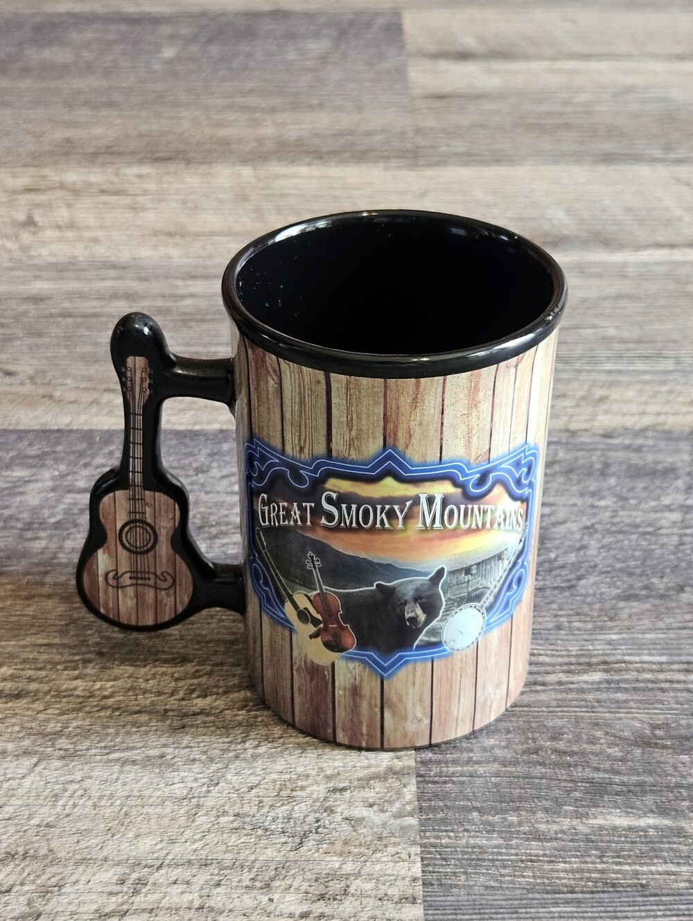Great Smoky Mountains Coffee Mug with Guitar Handle
